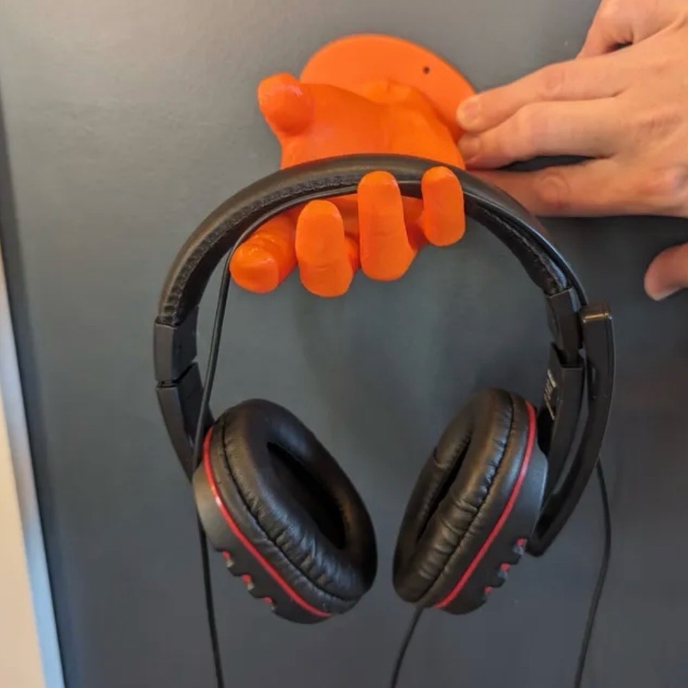 Realistic Hand headset holder wall mount Hand Crafted RED